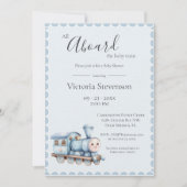 Alle an Bord der Baby Train Blue Baby Dusche (Vorderseite)