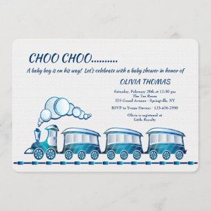 Alle an Bord der blauen Zug-Babyparty-Einladung Einladung