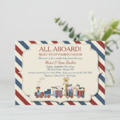 Alle an Bord der Train Baby Dusche Einladung (Stehend Vorderseite)