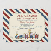 Alle an Bord der Train Baby Dusche Einladung (Vorne/Hinten)