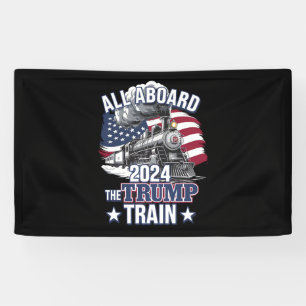 Alle an Bord der Trump-Bahn Trump 2024 Patriotisch Banner