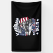 Alle an Bord der Trump-Bahn Trump 2024 Patriotisch Banner (Vertikal)