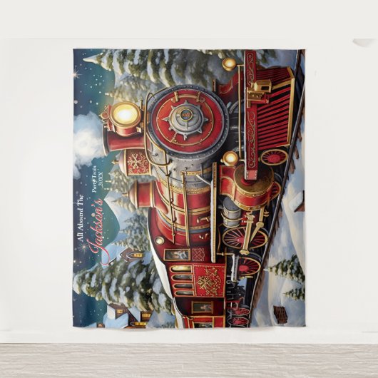 Alle an Bord der Weihnachtsbahn Hintergrund Wandteppich (Vorderseite)