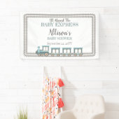 Alle an Bord des Baby Express Train Boy Baby Showe Banner (Insitu)