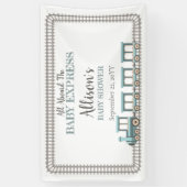 Alle an Bord des Baby Express Train Boy Baby Showe Banner (Vertikal)