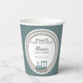 Alle an Bord des Baby Express Train Boy Baby Showe Pappbecher (Rückseite)