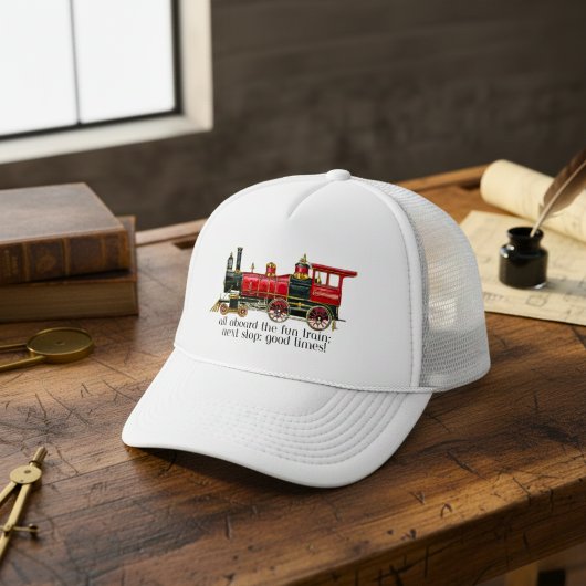 Alle an Bord des Fun Train Baseball Cap Truckerkappe