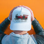 Alle an Bord des Fun Train Baseball Cap Truckerkappe<br><div class="desc">Dieser weiße LKW-Fahrer präsentiert ein lebendiges Bild einer traditionellen roten und schwarzen Dampflokomotive,  zusammen mit dem lustigen Satz "Alle an Bord der lustigen Bahn; nächste Haltestelle: gute Zeiten!". Es ist ein fröhliches und einzigartiges Accessoire,  das sich ideal für Bahnliebhaber und diejenigen eignet,  die einen angenehmen Augenblick verbringen möchten.</div>