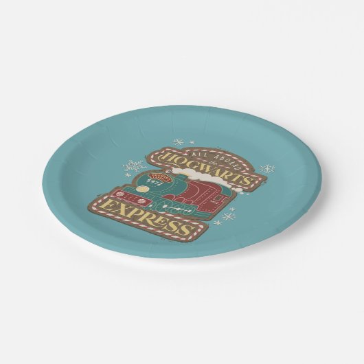 Alle an Bord des HOGWARTS™ Express Weihnachtskochs Pappteller (Schrägansicht)