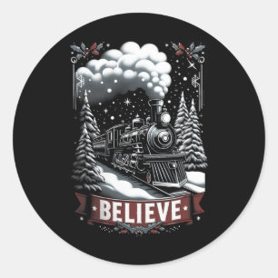 Alle an Bord Polar Express Weihnachten Nordpol Xma Runder Aufkleber