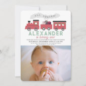 Alle an Bord Weihnachtszug 1. Geburtstag Foto Einladung (Vorderseite)