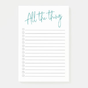 Alle Aquamarinen Dinge mit Kästchen und Linien Post-it Klebezettel