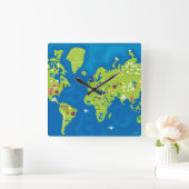 Alle auf der ganzen Welt Quadratische Wanduhr (Zuhause)