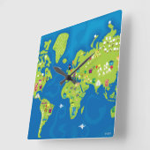 Alle auf der ganzen Welt Quadratische Wanduhr (Winkel)