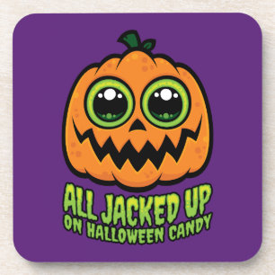 Alle auf Halloween Candy Funny Pumpkin eingeklopft Getränkeuntersetzer