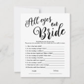 Alle Augen auf Bridge Simple Brautparty Game Einladung (Vorderseite)