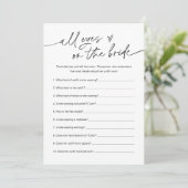 Alle Augen auf dem Bride Brautparty Spiel Einladung (Stehend Vorderseite)
