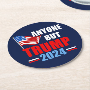 Alle außer Trump 2024 Funny Political Blue Runder Pappuntersetzer