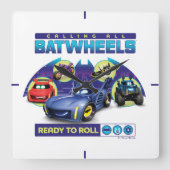 Alle Batwheels™ - Bereit zum Rollen Quadratische Wanduhr (Vorderseite)