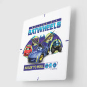 Alle Batwheels™ - Bereit zum Rollen Quadratische Wanduhr (Winkel)