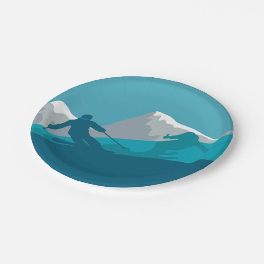 Alle Bergskigebiete Pappteller (Schrägansicht)