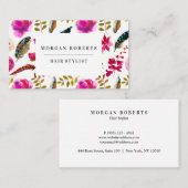 Alle Berufe Pink Boho Feather Blume Visitenkarte (Vorne/Hinten)