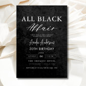 Alle Black Affair Birthday Party Modernes Elegante Einladung