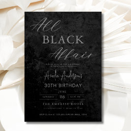Alle Black Affair Birthday Party Modernes Elegante Einladung