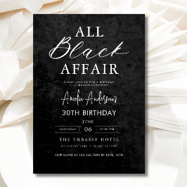 Alle Black Affair Birthday Party Modernes Elegante Einladung
