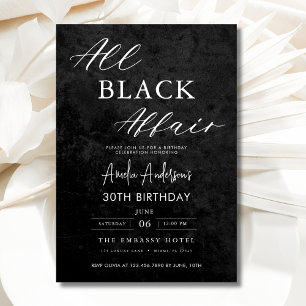 Alle Black Affair Birthday Party Modernes Elegante Einladung