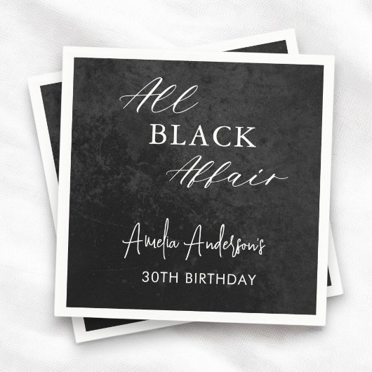 Alle Black Affair Birthday Party Modernes Elegante Serviette