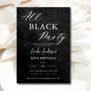 Alle Black Party Geburtstagsparty im Alter Elegant Einladung
