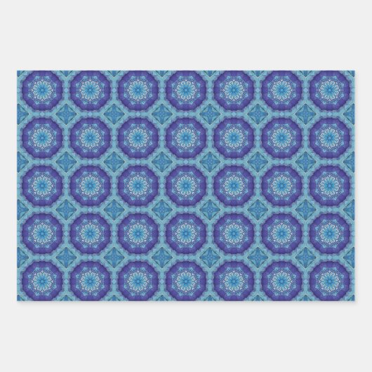 Alle blauen nahtlosen ethnischen Muster Set 1 Geschenkpapier Set (Vorderseite 2)