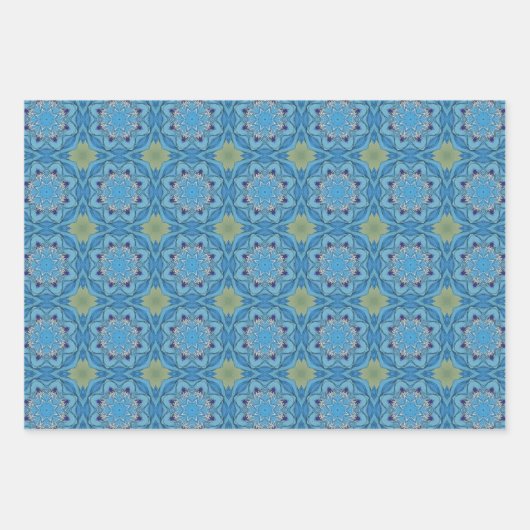 Alle blauen nahtlosen ethnischen Muster Set 1 Geschenkpapier Set (Vorderseite)