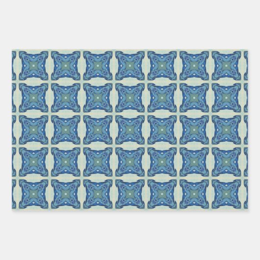 Alle blauen nahtlosen ethnischen Muster Set 3 Geschenkpapier Set (Vorderseite 3)