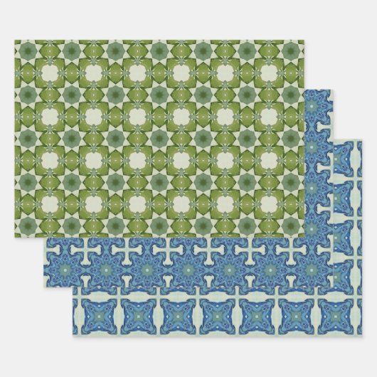 Alle blauen nahtlosen ethnischen Muster Set 3 Geschenkpapier Set (Set)