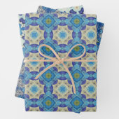 Alle blauen nahtlosen ethnischen Muster Set 4 Geschenkpapier Set (Beispiel)