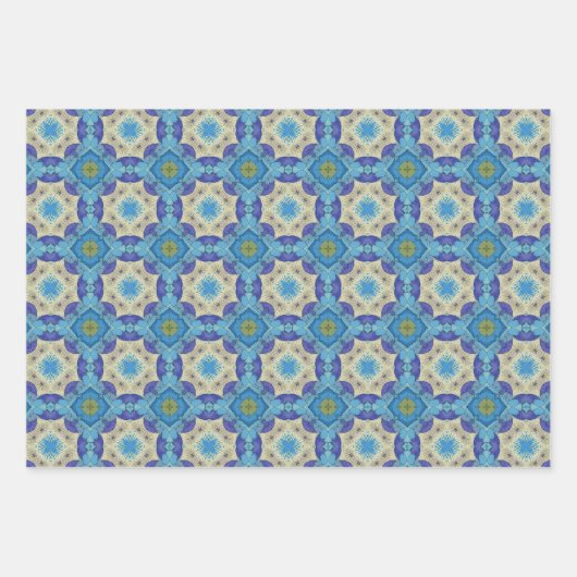 Alle blauen nahtlosen ethnischen Muster Set 4 Geschenkpapier Set (Vorderseite)