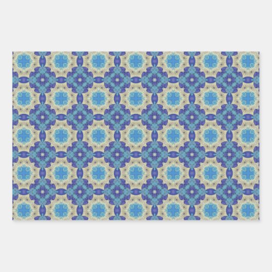 Alle blauen nahtlosen ethnischen Muster Set 6 Geschenkpapier Set (Vorderseite)