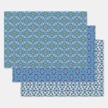 Alle blauen nahtlosen ethnischen Muster Set 7