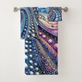 Alle blauen und Lila Punkte Badhandtuch Set (Insitu)