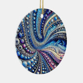 Alle blauen und Lila Punkte Keramik Ornament (Rechts)