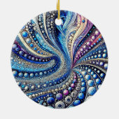 Alle blauen und Lila Punkte Keramik Ornament (Hinten)