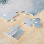 Alle blauen Winter Szene Alte Hütte Nostalgisch Puzzle (Seite)