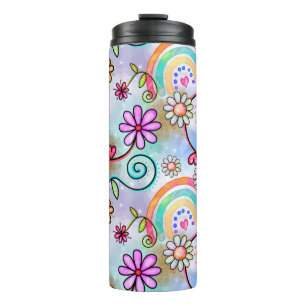 Alle Blume, Herz und Regenbogen Thermosbecher