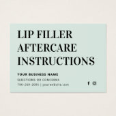 Alle Botox-Aftercare-Karten für den Farbminze-Lip (Vorderseite)
