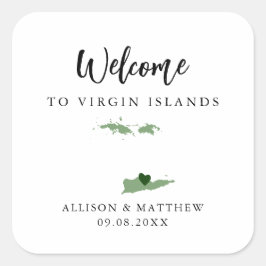 Alle Colour Jungfrau Islands Wedding Welcome Bag Quadratischer Aufkleber