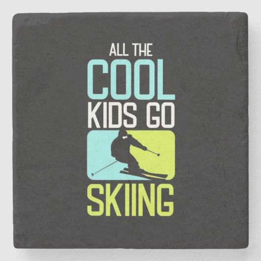 Alle Coolen Kinder fahren Ski Steinuntersetzer (Vorderseite)