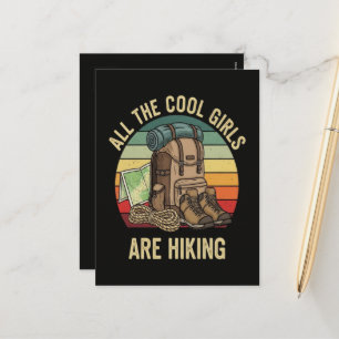 Alle coolen Mädchen wandern Retro Feiertagspostkarte