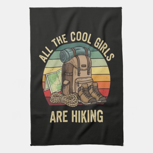 Alle coolen Mädchen wandern Retro Geschirrtuch (Vertikal)